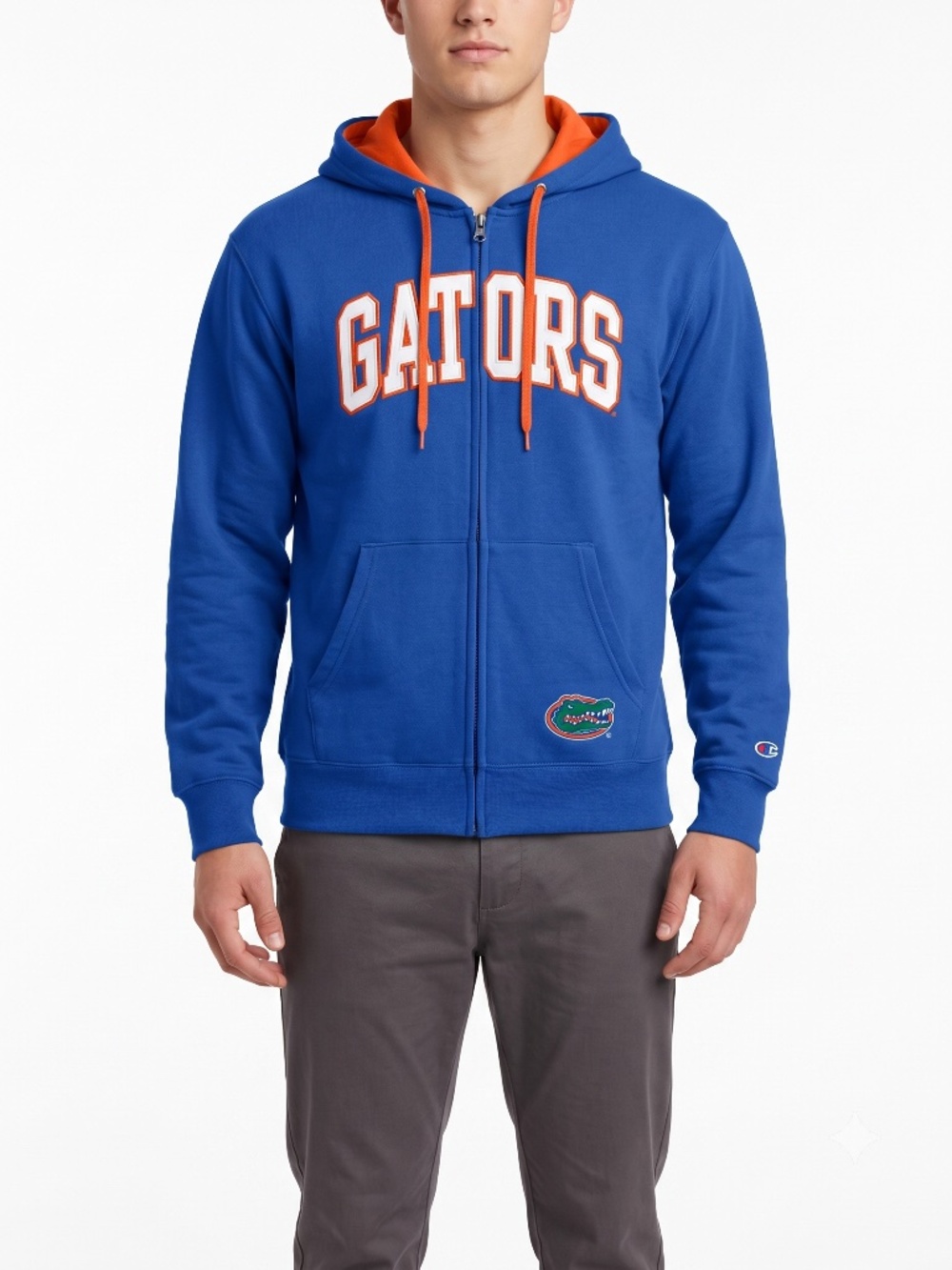 Champion Florida Gators Full Zip Hoodie Blue Orange Size S Embroidered